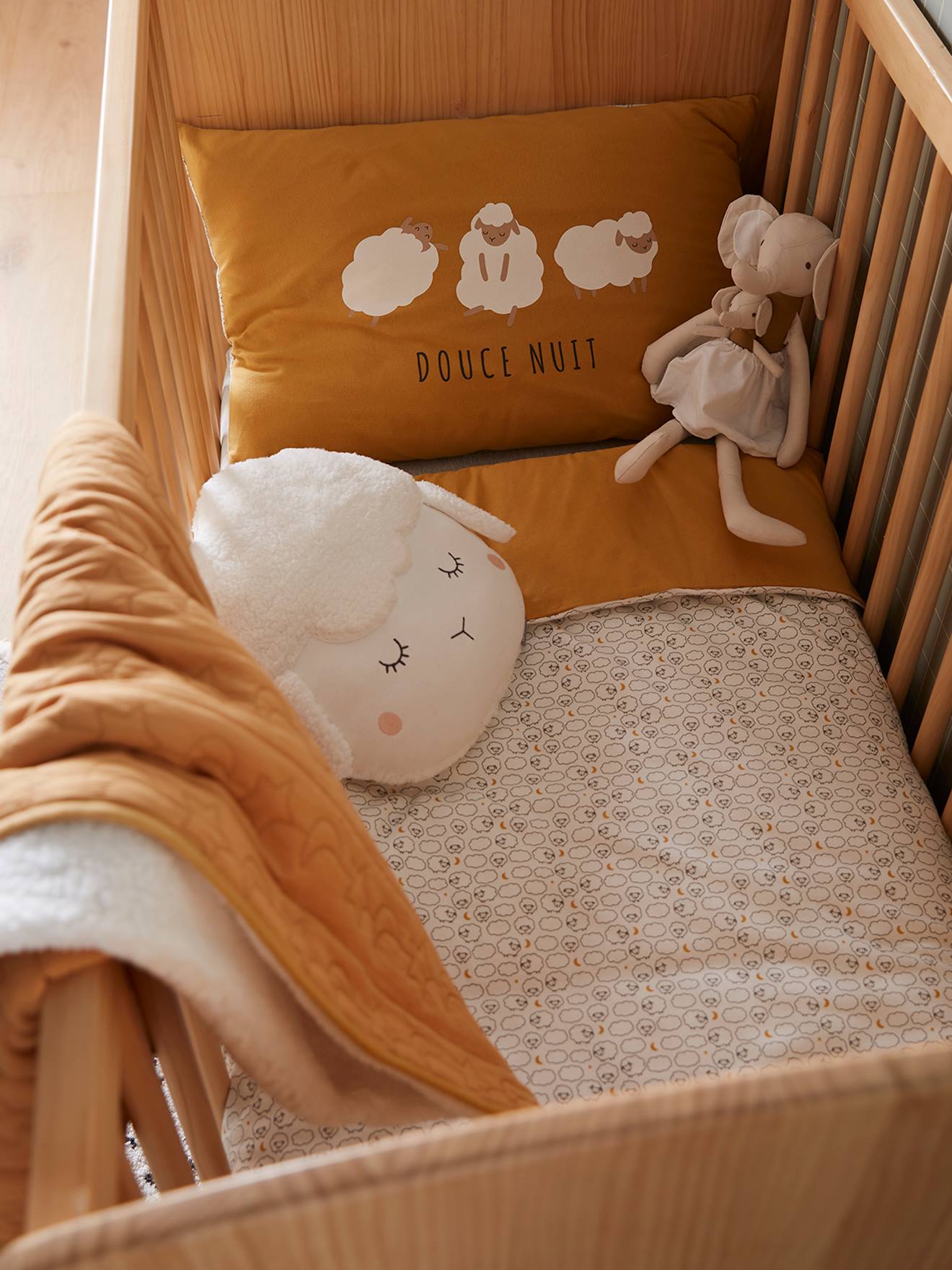 Vertbaudet Baby Kissenbezug SCHÄFCHEN Oeko-Tex - gelb