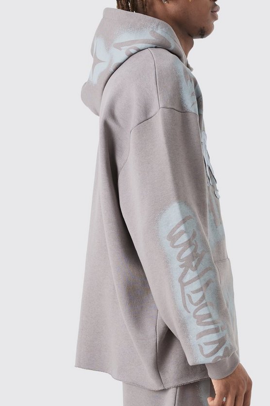 Tall Oversize Hoodie mit Graffiti-Print
