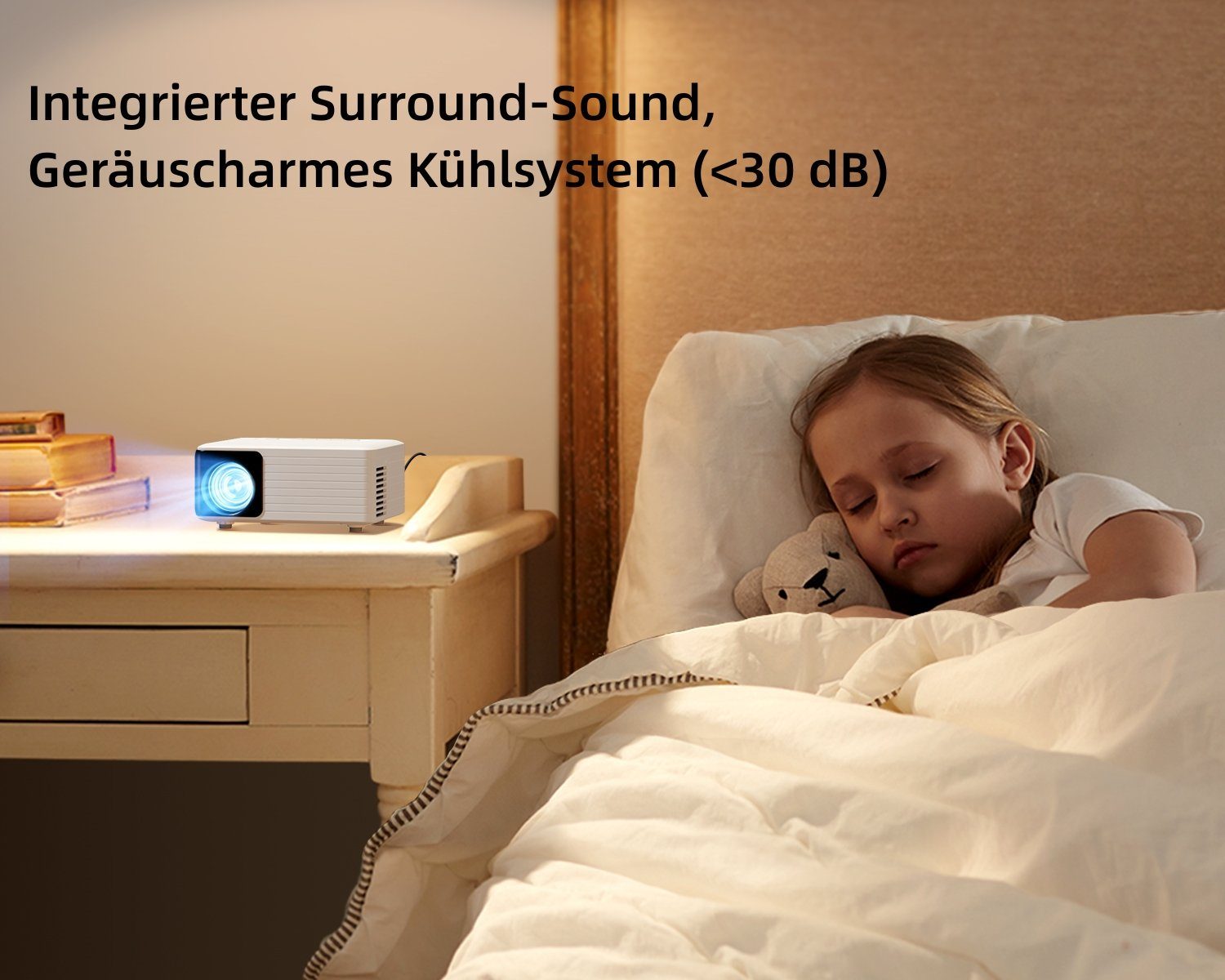 Yoton LCD-Beamer (1280 x 720 px, 5000:1, 5500 lm, 5.1 Bluetooth, WiFi Verbindung)