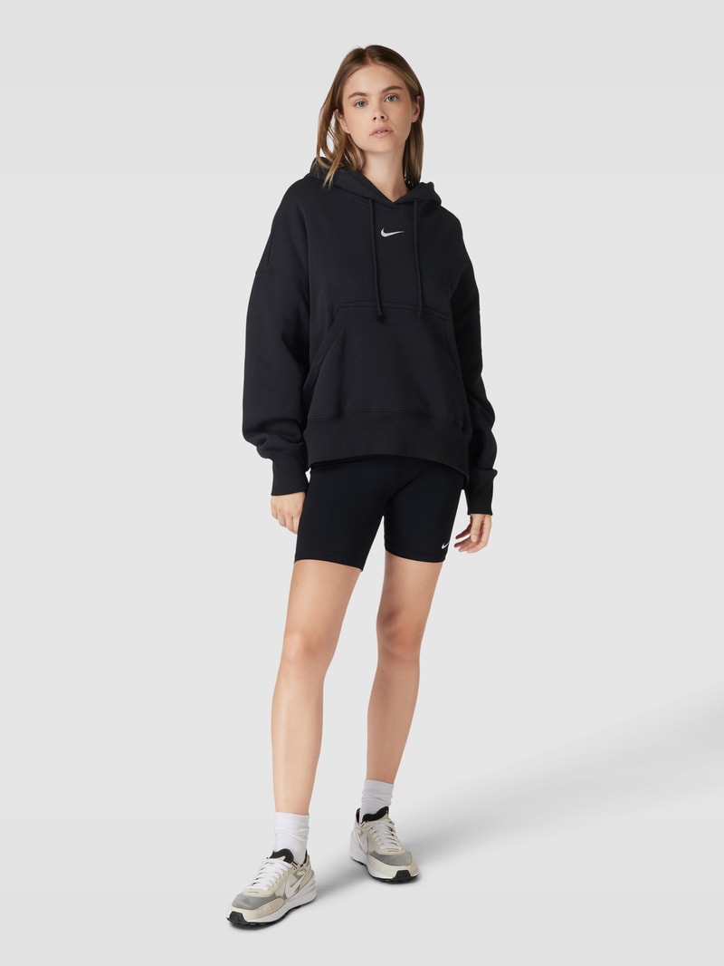 Hoodie mit Label-Print in schwarz