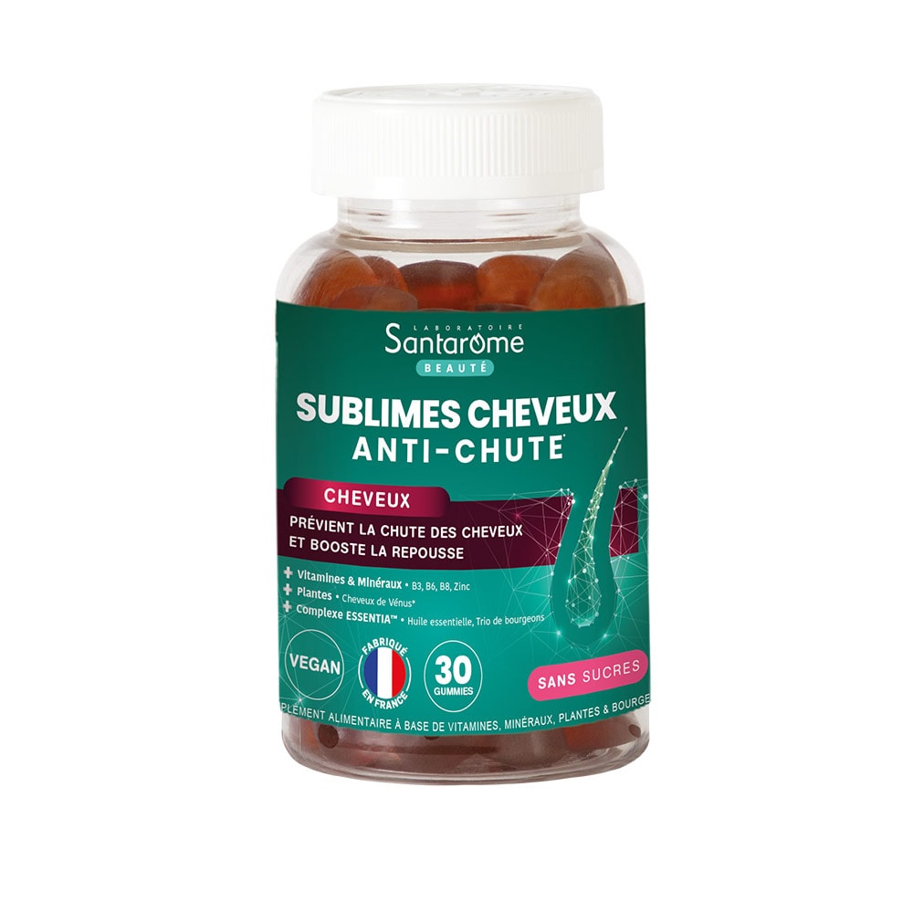 Santarome Bio Sublimes Cheveux Anti-chute - 30 gummies Complément alimentaire cheveux