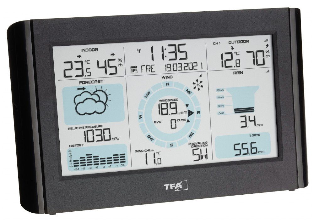 TFA Dostmann WEATHER PRO TFA 35.1161.01 mit Wind und Regenmesser Funkwetterstation