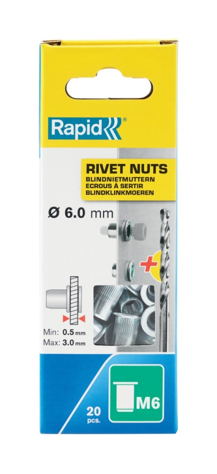 Rapid 5000673 Sokkoniittimutteri M6 20 kpl