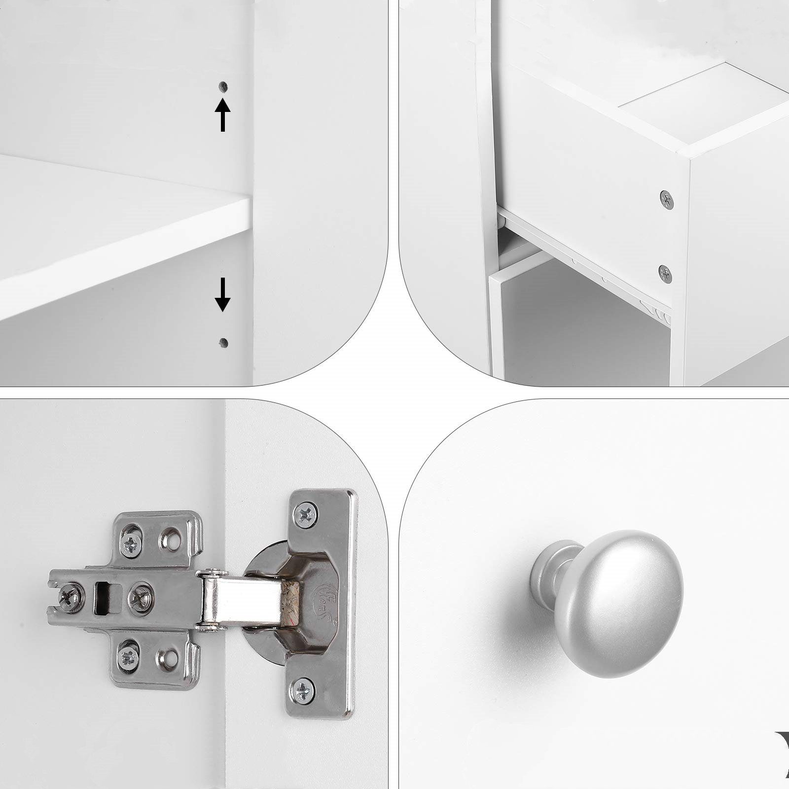 Homfa Kommode, Sideboard, Küchenschrank, mit 2 Türen und 2 Schubladen, weiß