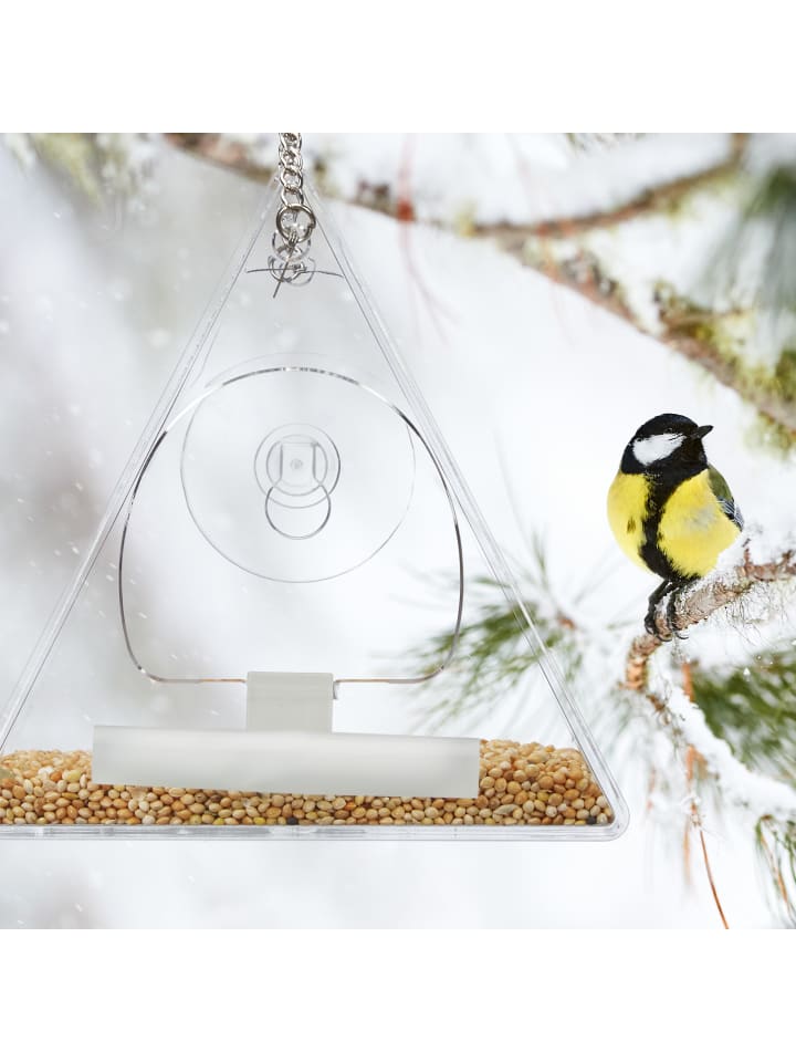 relaxdays Vogelfutterhaus in Transparent - (B)12,5 x (H)13 x (T)7,5 cm günstig kaufen onesize