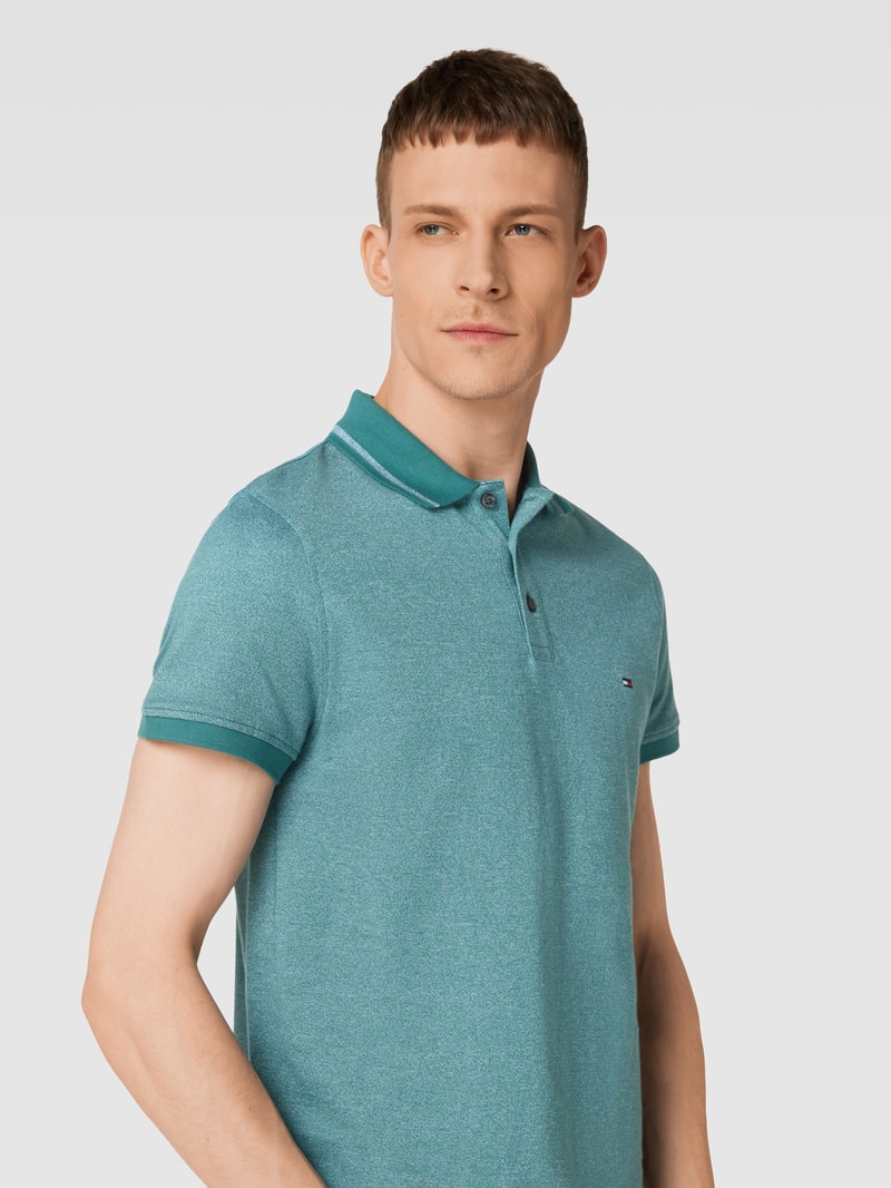 Poloshirt mit Logo-Stitching Modell 'PRETWIST' in petrol