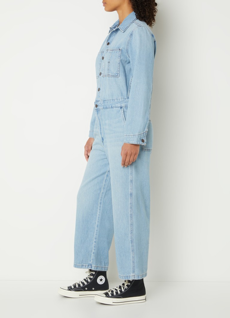 Levi's Wide fit cropped denim dungarees