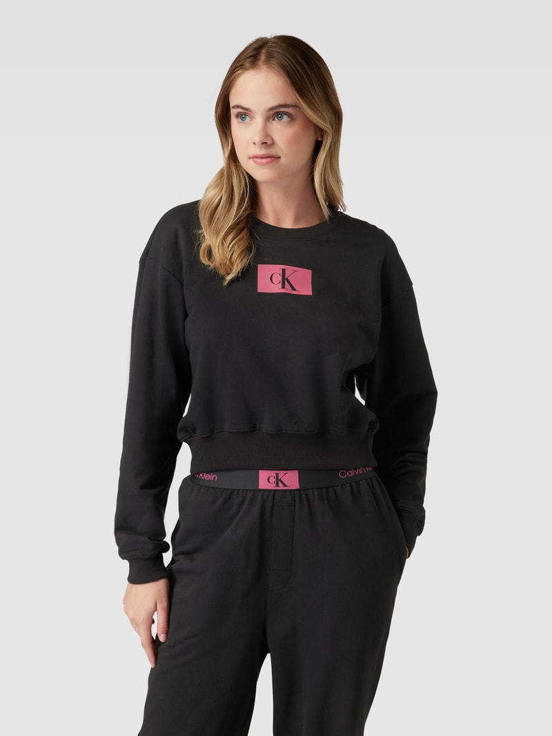 Sweatshirt mit Label-Print in schwarz