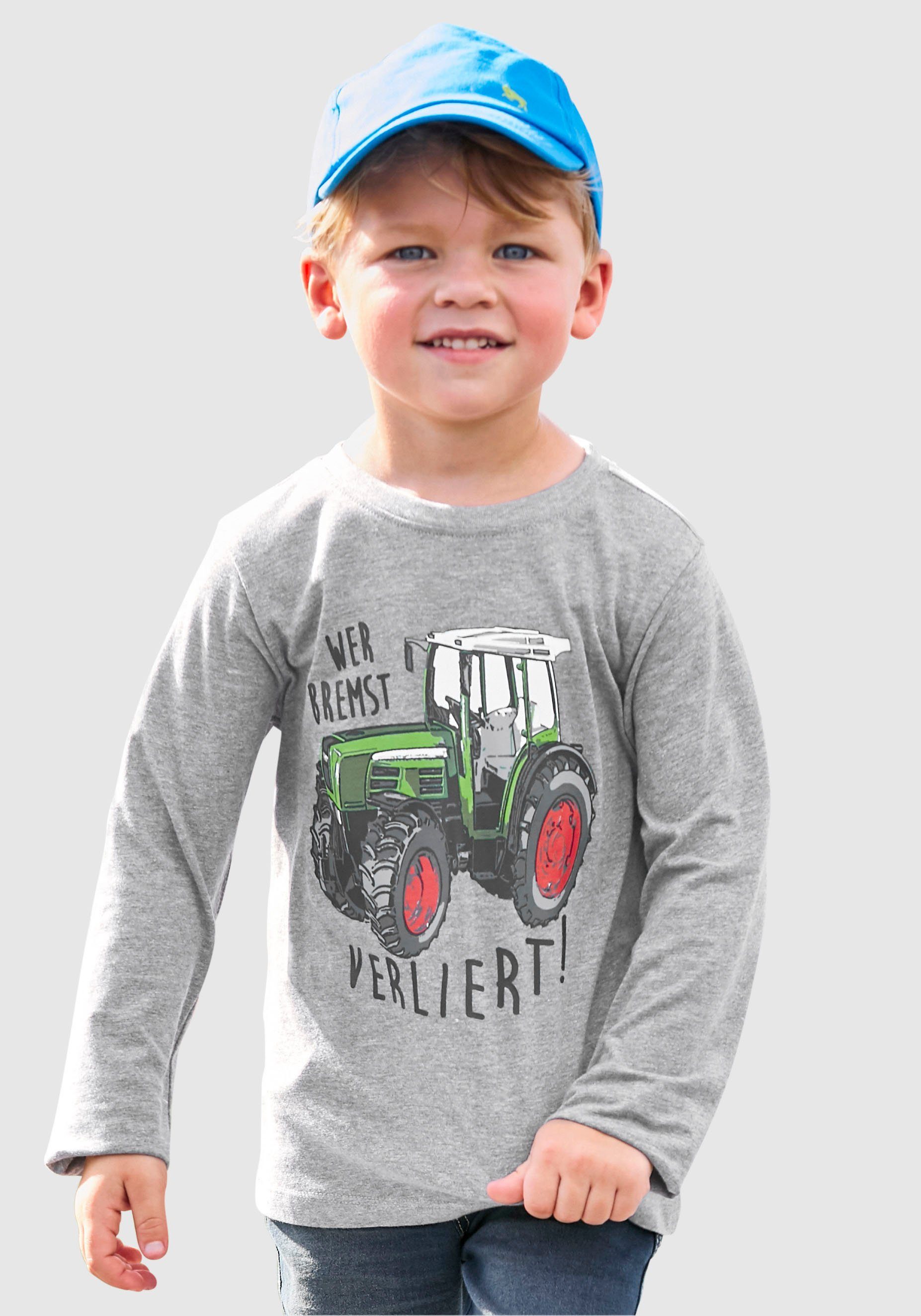 KIDSWORLD Langarmshirt WER BREMST, VERLIERT! Spruch