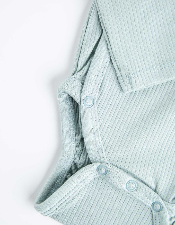 Set aus Langarmbody, Hose und Mütze - Rippenstruktur