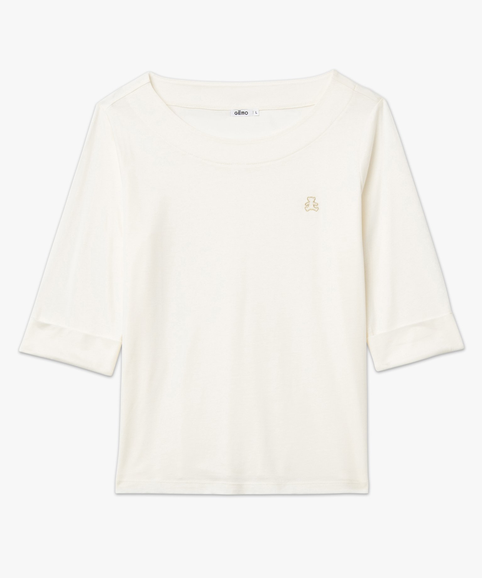 Tee-shirt à manches 3/4 et col bateau femme - LuluCastagnette ecru | GEMO