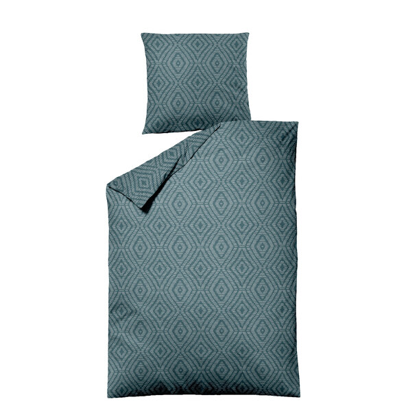 Bettwäsche Jacquard-Feinbiber 135/200 + 80/80 cm, Raute petrol