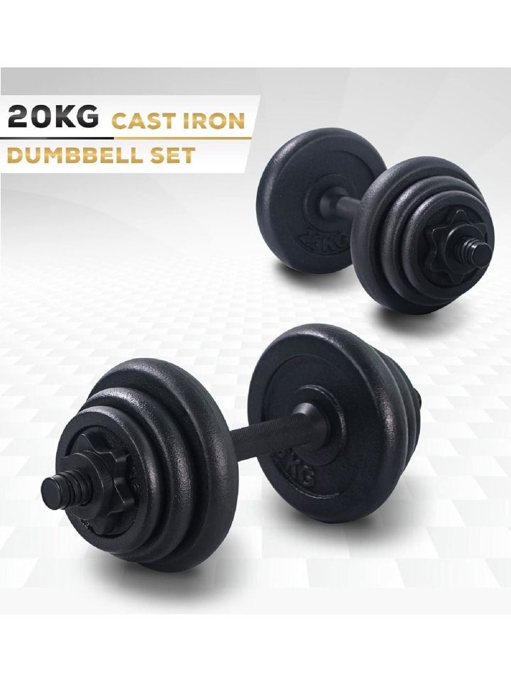 BnB Sports´ Bodybuilding Hantel 20 kg, Gewichtstraining, Gusseisen mit Gehäuse in Schwarz günstig kaufen 1