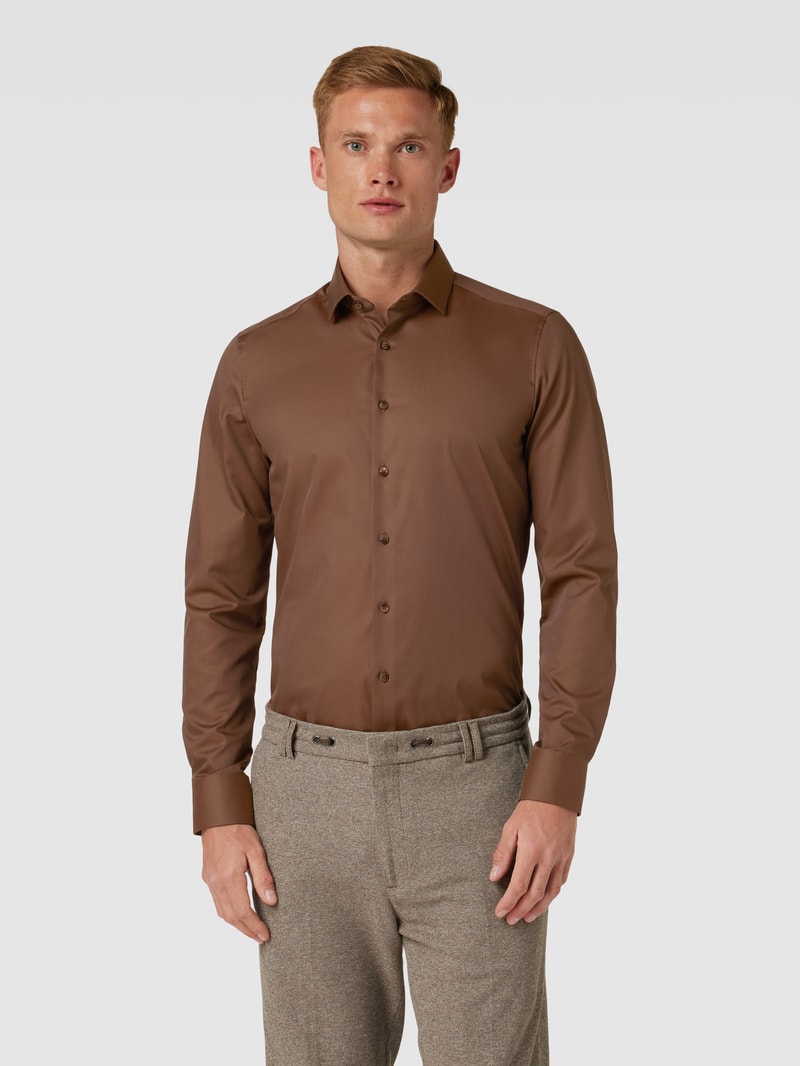 Body Fit Business-Hemd mit Kentkragen Modell 'Modern Kent' in cognac