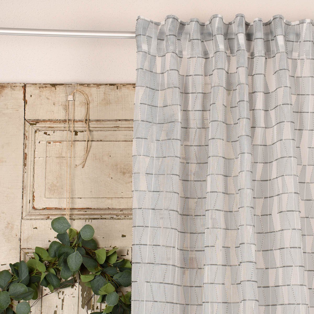 Meterware Rasch Textil Stores Scherli Rechtecke abstrakt grau 300cm, halbtransparent, Kunstfaser, überbreit