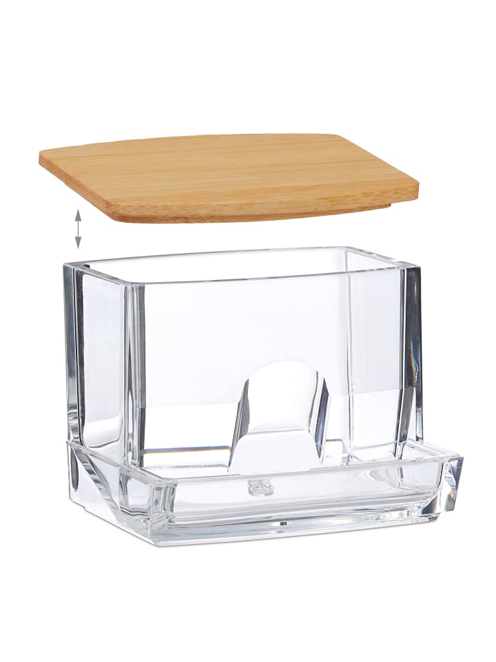 relaxdays Wattestäbchen Aufbewahrung in Transparent/ Natur günstig kaufen onesize
