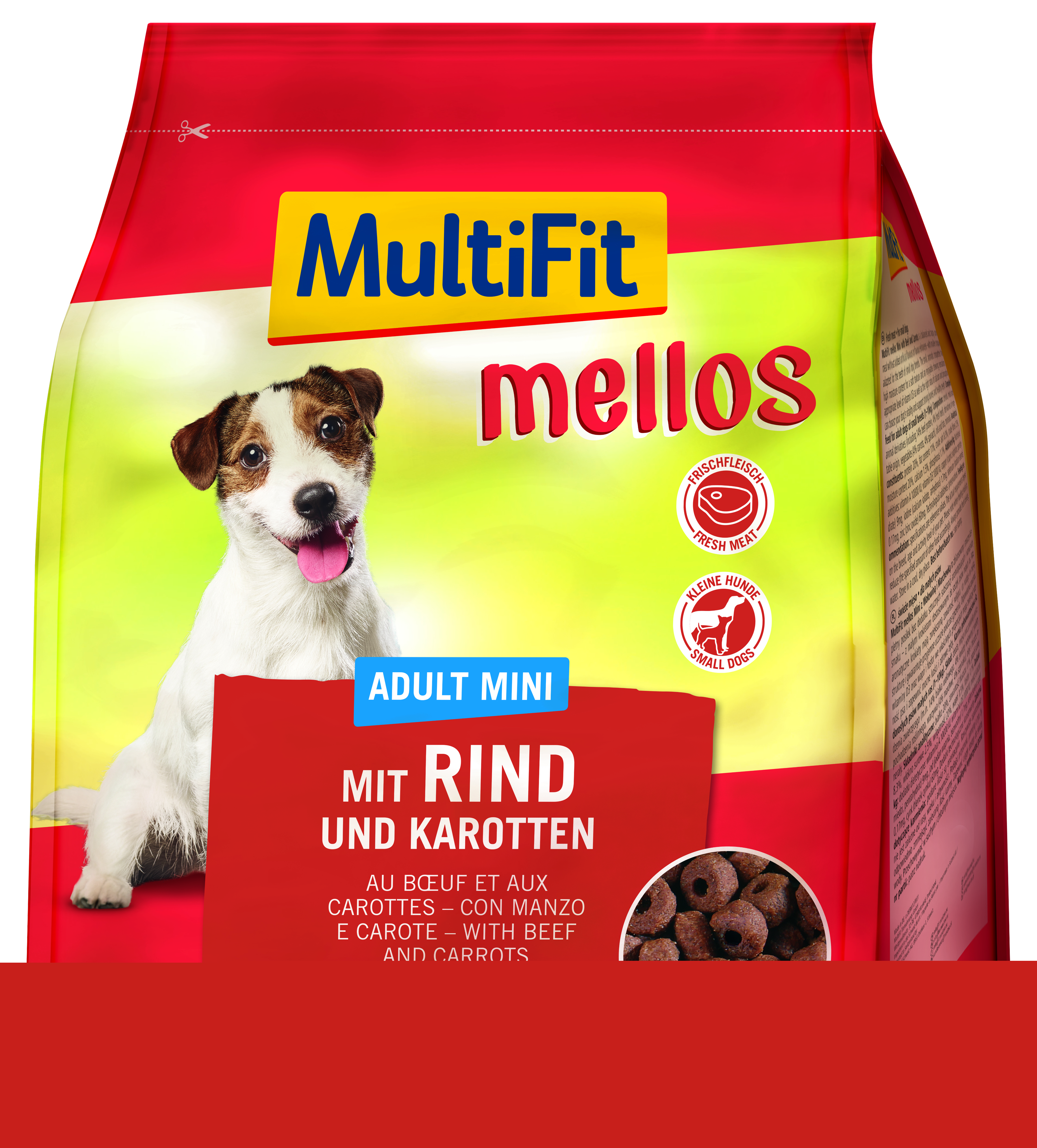 MultiFit Hundetrockenfutter MultiFit mellos Adult Mini 1 kg mit Rind und Karotten
