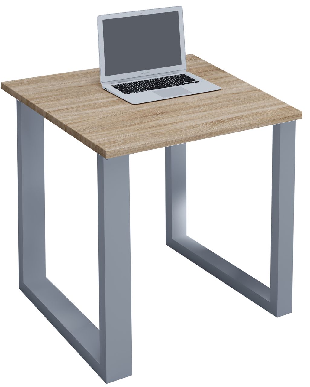 VCM Schreibtisch Lona 80x80 U-Fußgestell Sonoma-Eiche/silber
