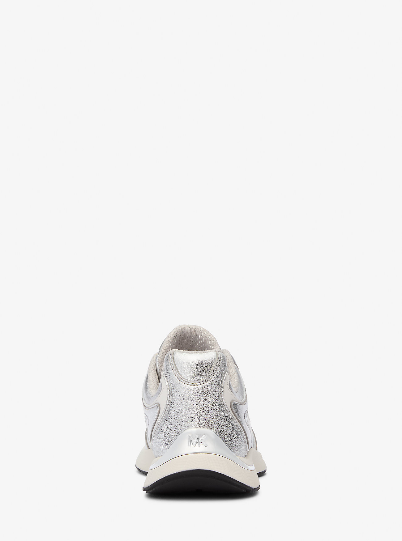 Riley Metallic Leather Trainer - SILVER