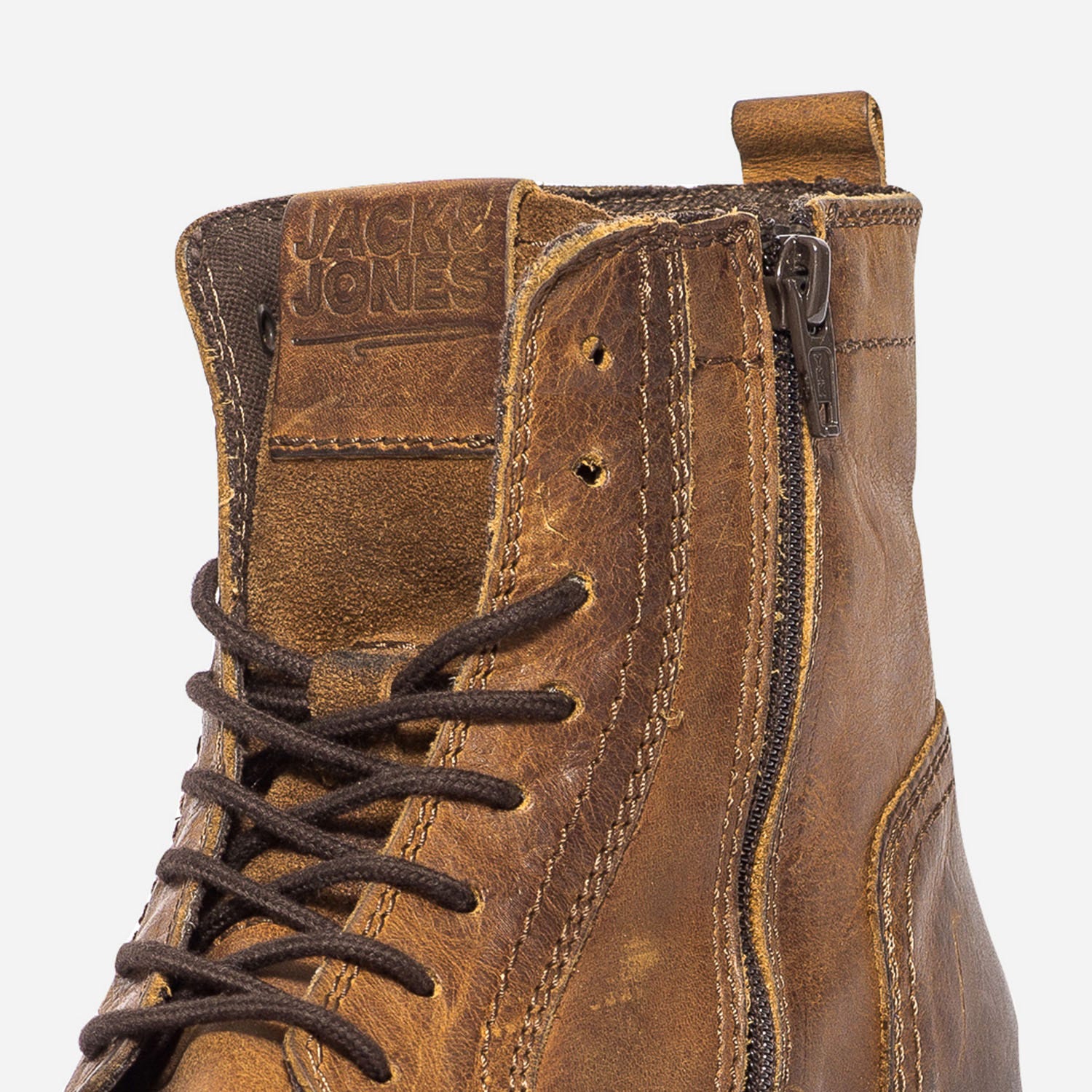 Boots JACK & JONES marron en cuir