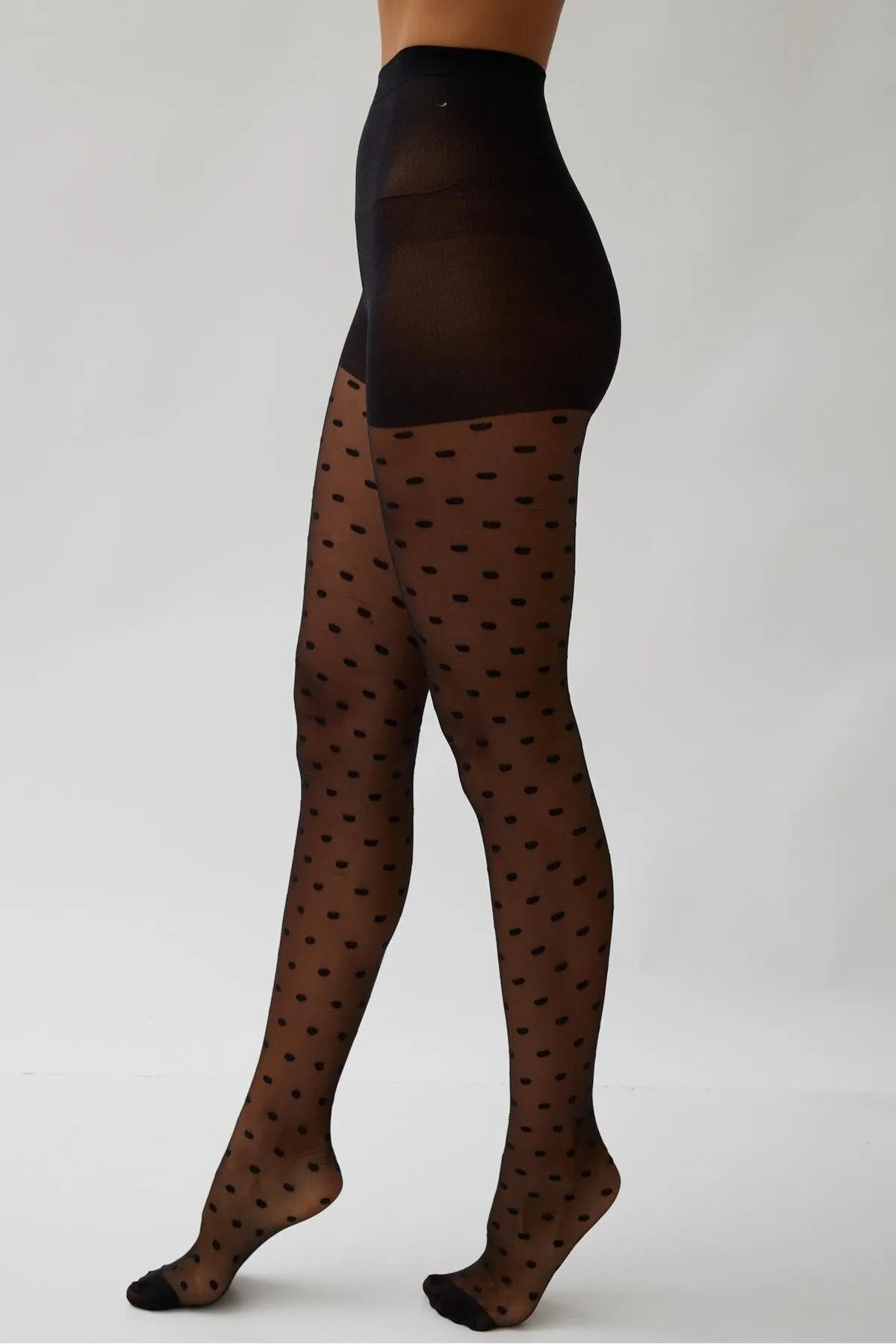 Katia&Bony  Dünne Damenstrumpfhose mit Polka Dots in Schwarz