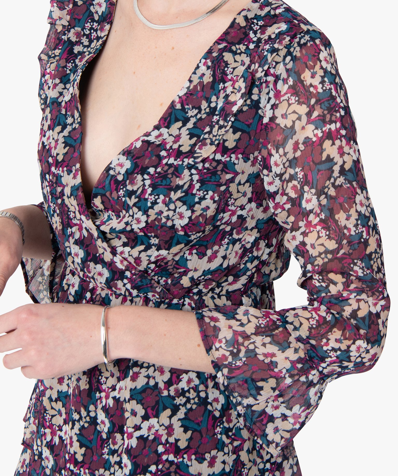 Blouse femme à motifs fleuris et décolleté cache-cur | GEMO