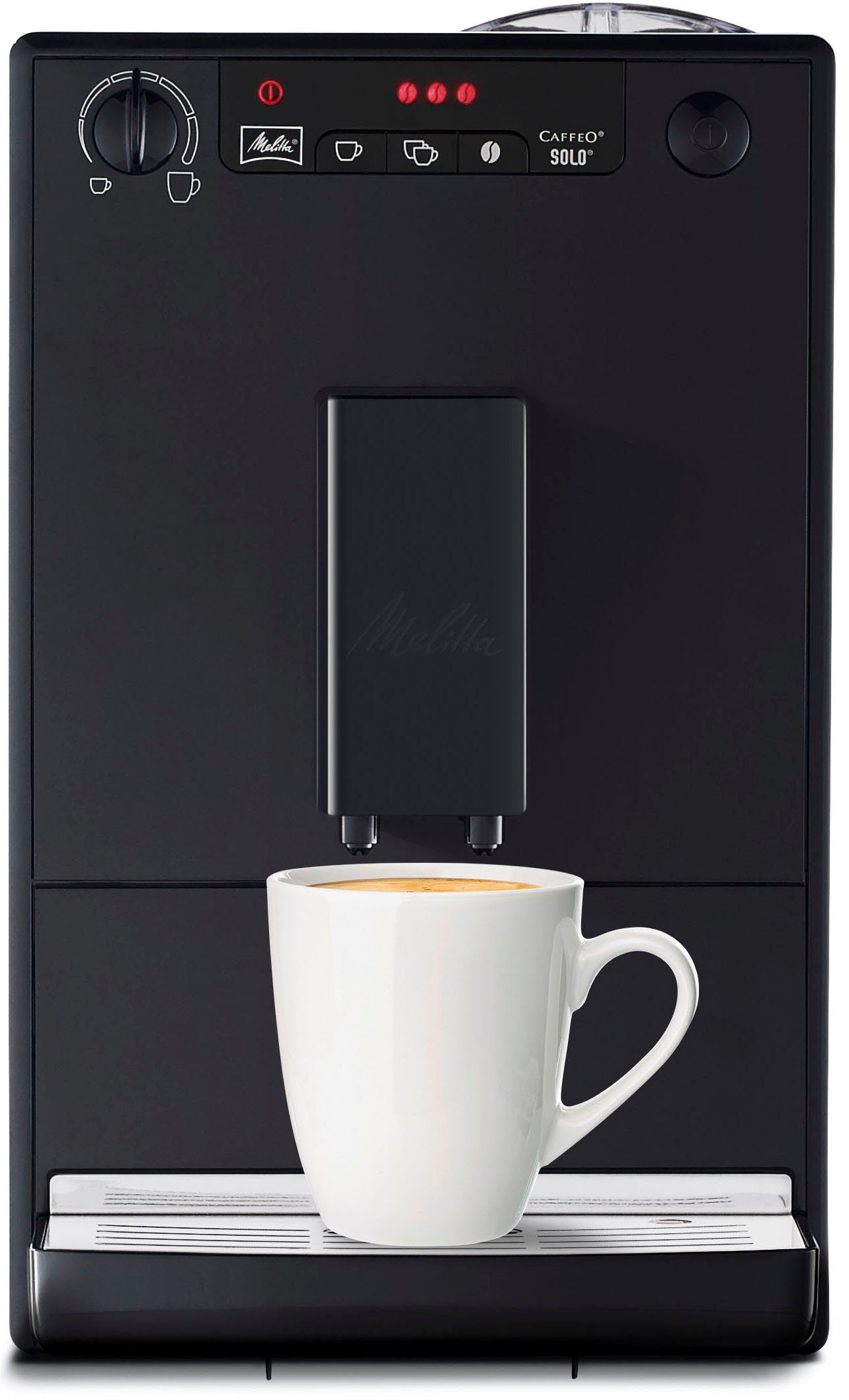 Melitta Kaffeevollautomat Solo® E950-322, pure black, aromatischer Kaffee & Espresso bei nur 20 cm Breite
