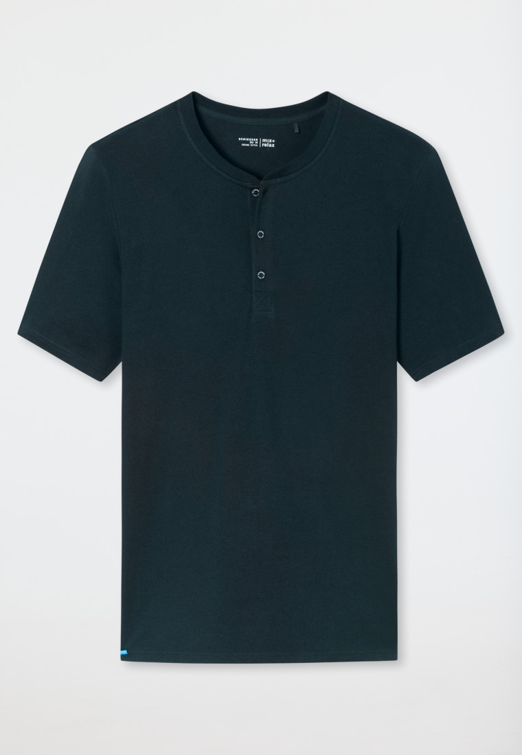Shirt kurzarm Knopfleiste nachtblau - Mix+Relax