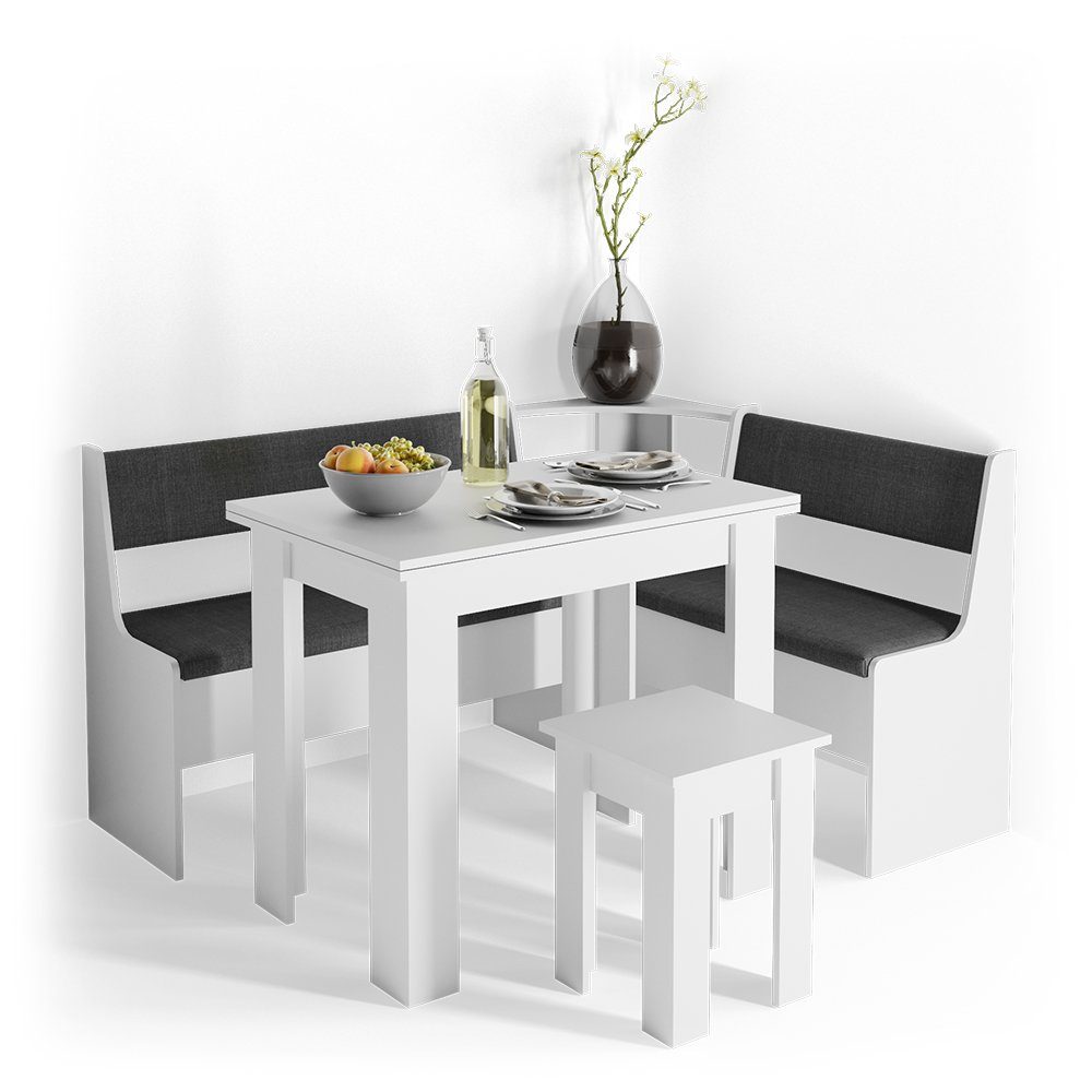 Vicco Esstisch Küchentisch Hocker ROMAN 120x90cm weiß