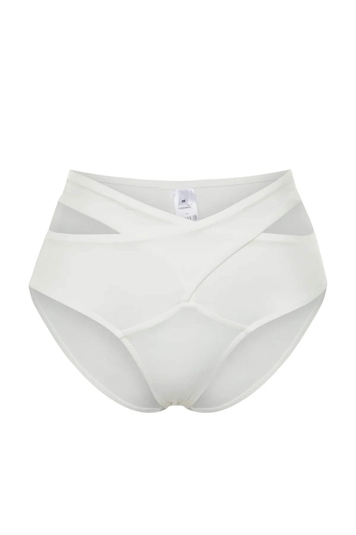 Trendyol Collection  Ecru-Bikinihose mit Cut-out/Fenster und hoher Taille, normal, TBESS20BA0184