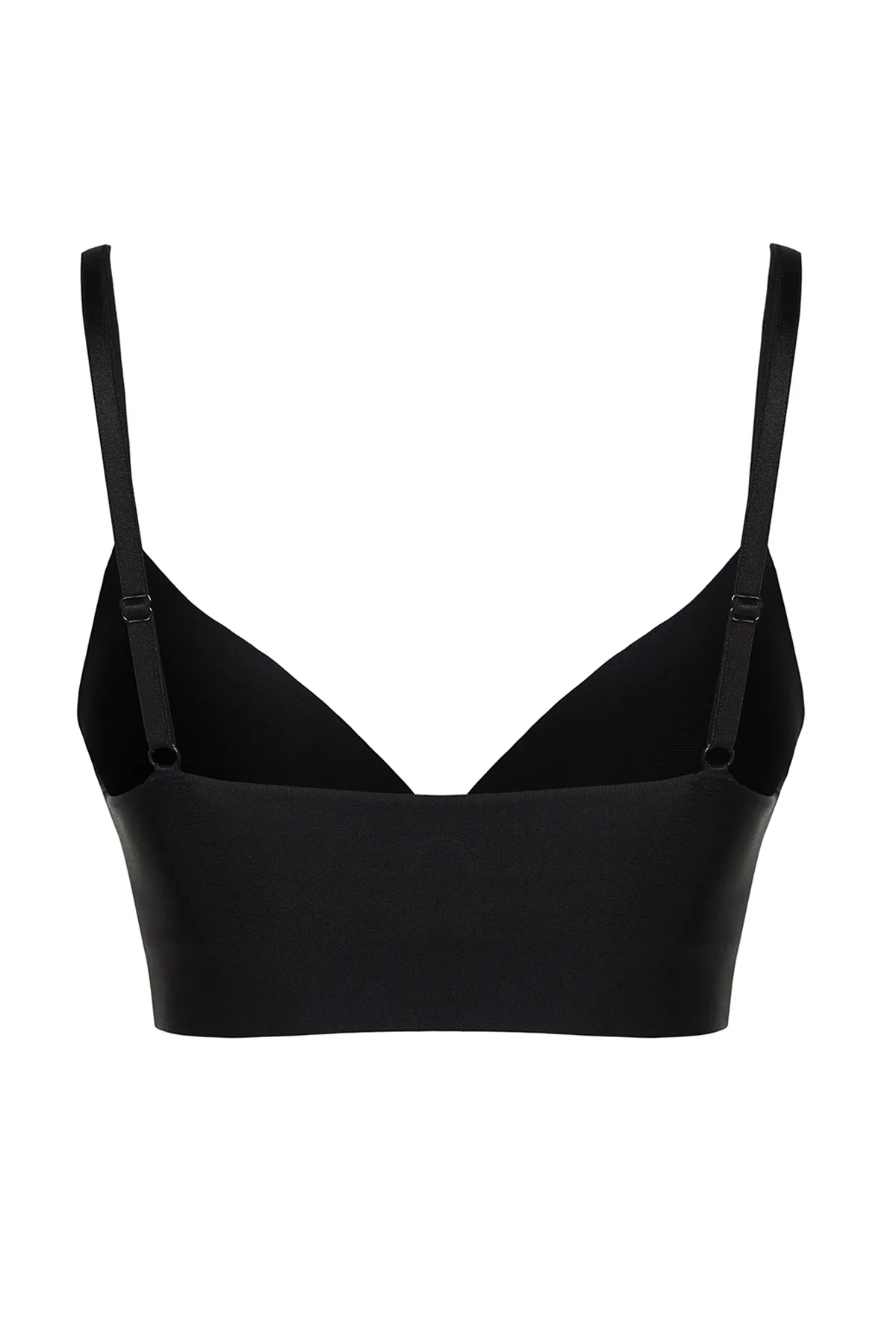 Trendyol Collection  Premium Push-Up-Bustier-Strick-BH aus schwarzem Polyamid mit String-Trägern THMSS24SU00024