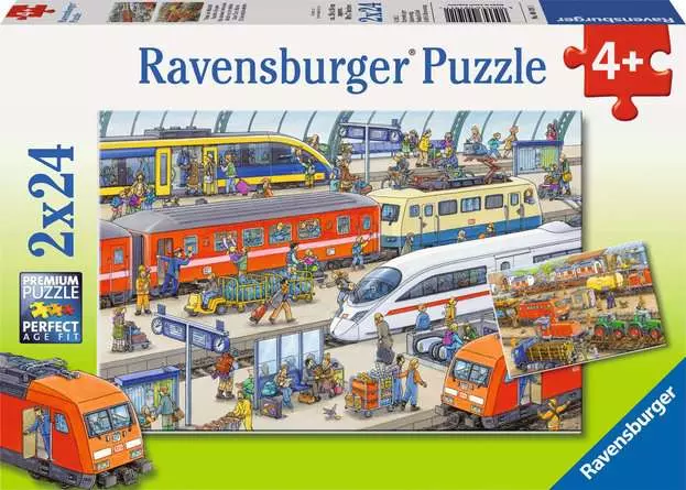 Kinderpuzzle ab 4 Jahren - Trubel am Bahnhof - 24 Teile