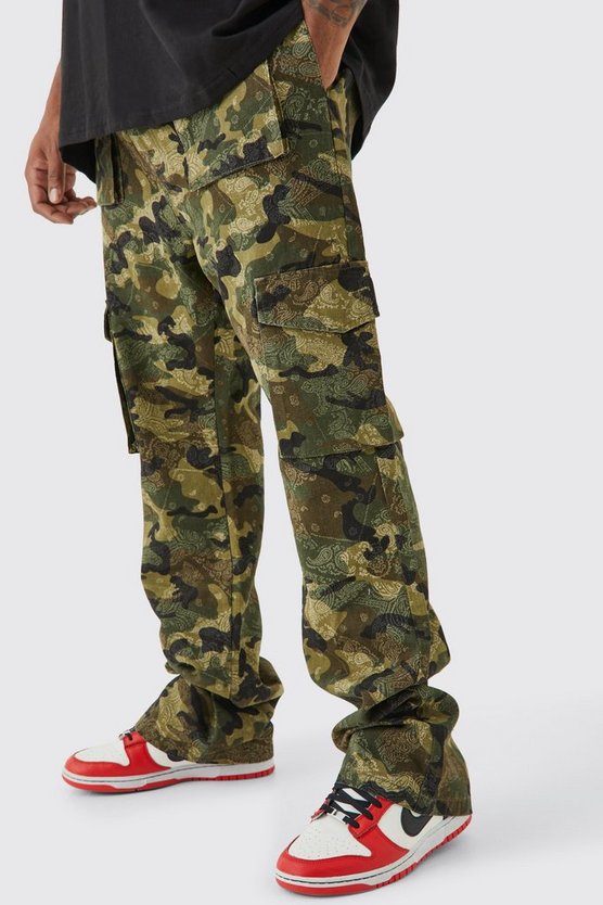 Plus Slim-Fit Camouflage Cargo-Hose mit Bandana-Print