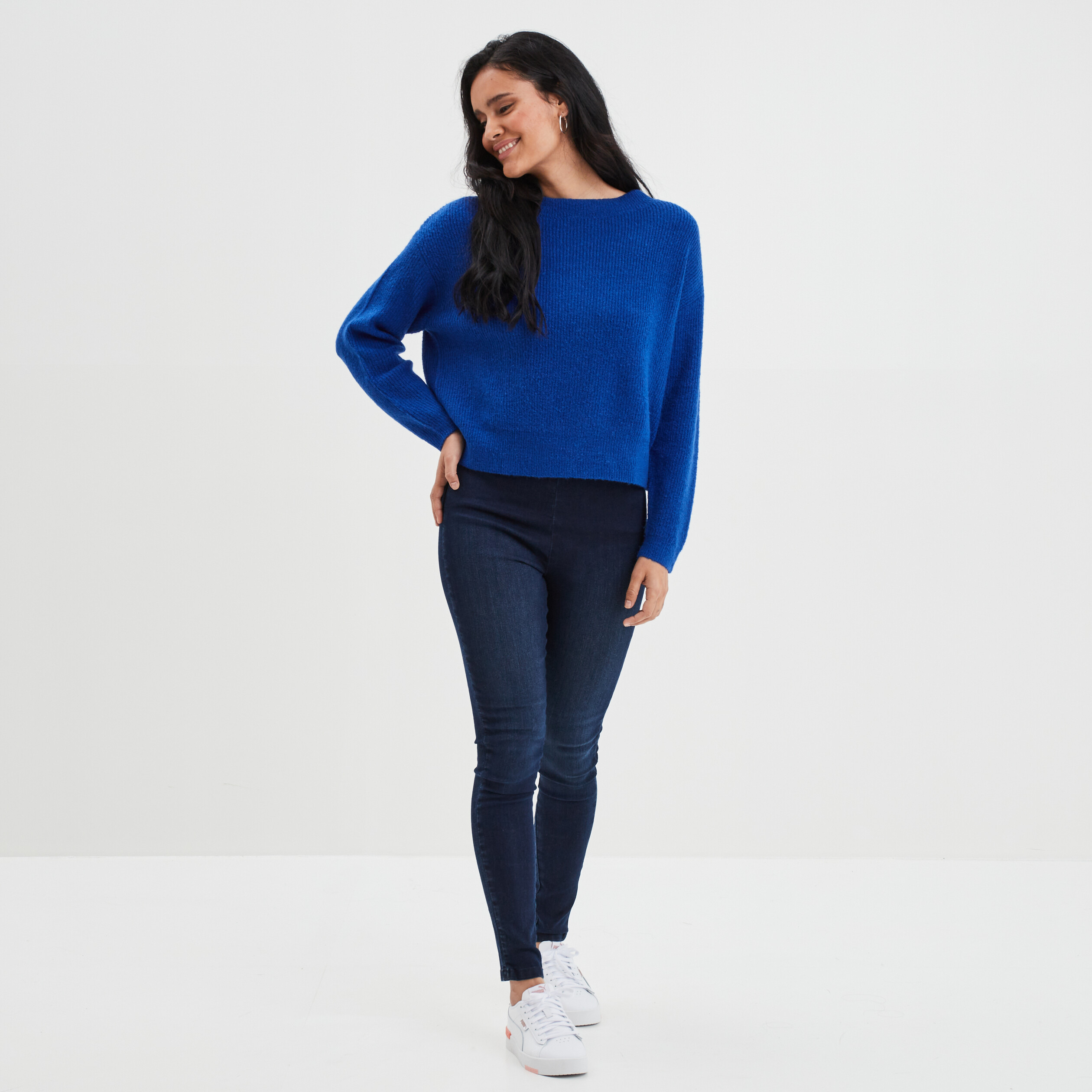 Pull col bateau manches longues bleu electrique femme | La Halle
