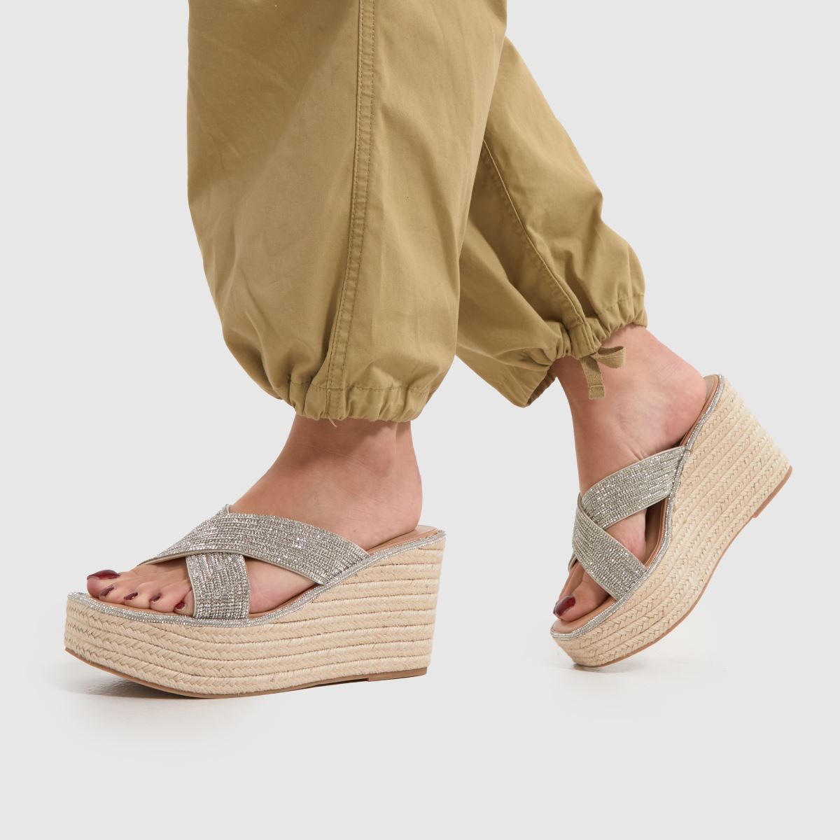 Steve Madden – Jelisa – Silverfärgade högklackade mule-klackar med kilklack