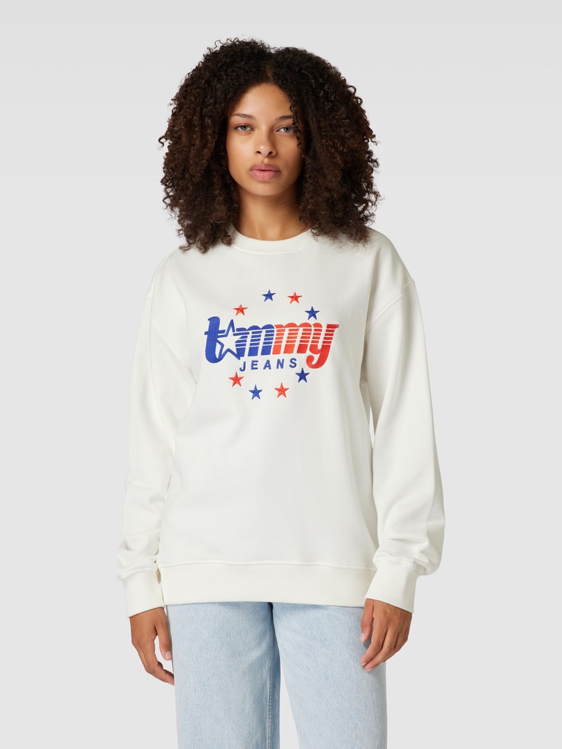 Sweatshirt mit Label-Stitching in weiß