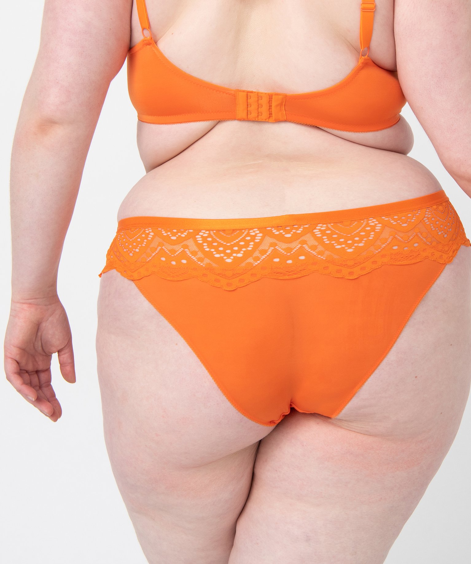Culotte femme grande taille en dentelle et microfibre orange | GEMO