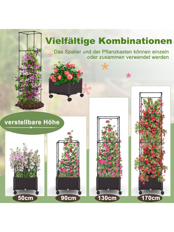 COSTWAY Rankhilfe mit Blumenkasten 40x40x170cm in Braun günstig kaufen onesize
