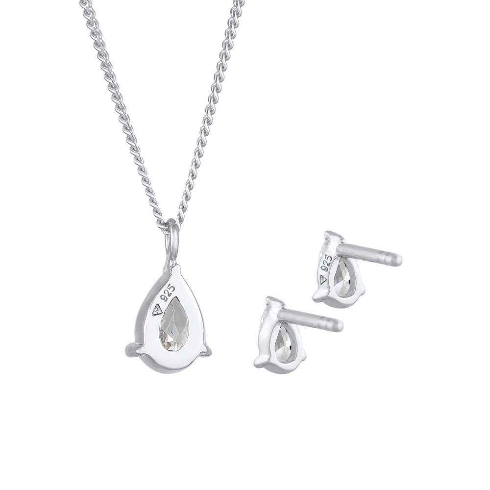 Elli Elli Ensemble de Bijoux Clous d'oreilles pendentif pour dames avec pierres de zir Bijoux