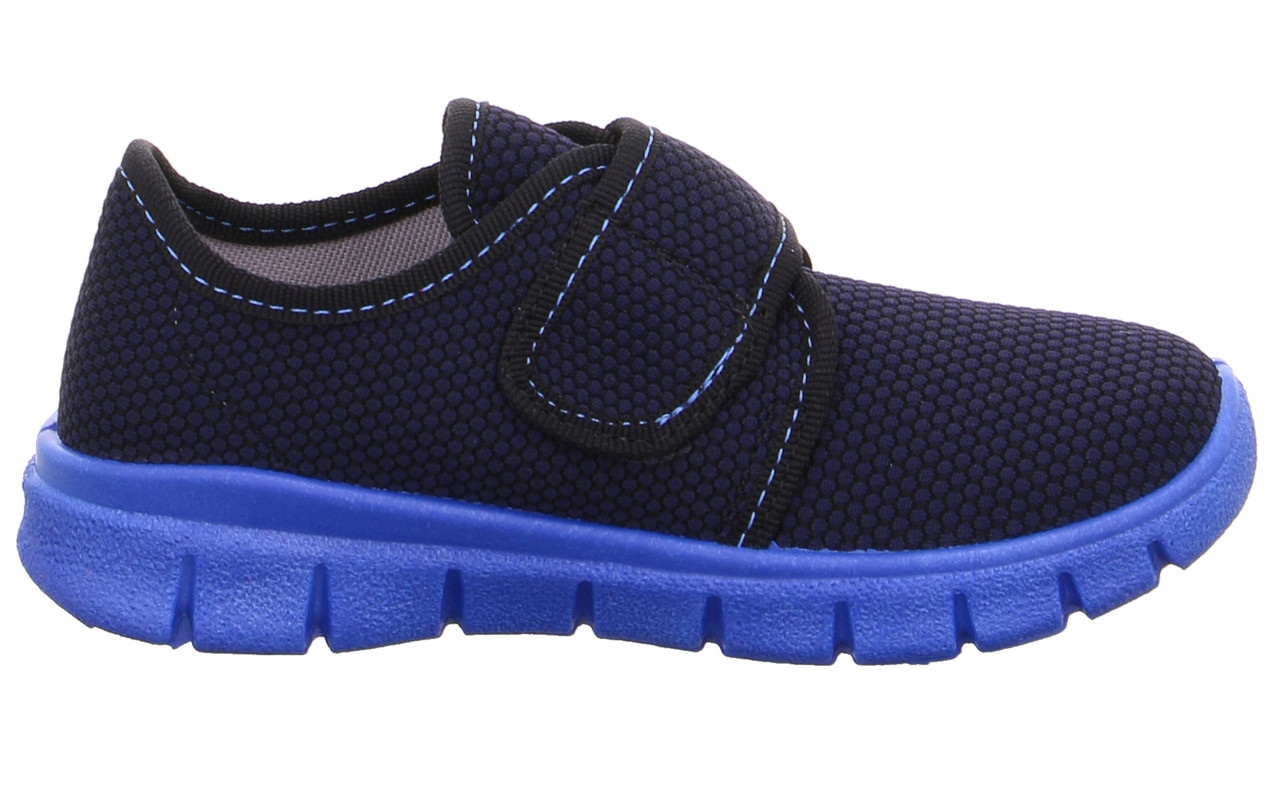 BOBBY - Blau Hausschuh mit Klettverschluss