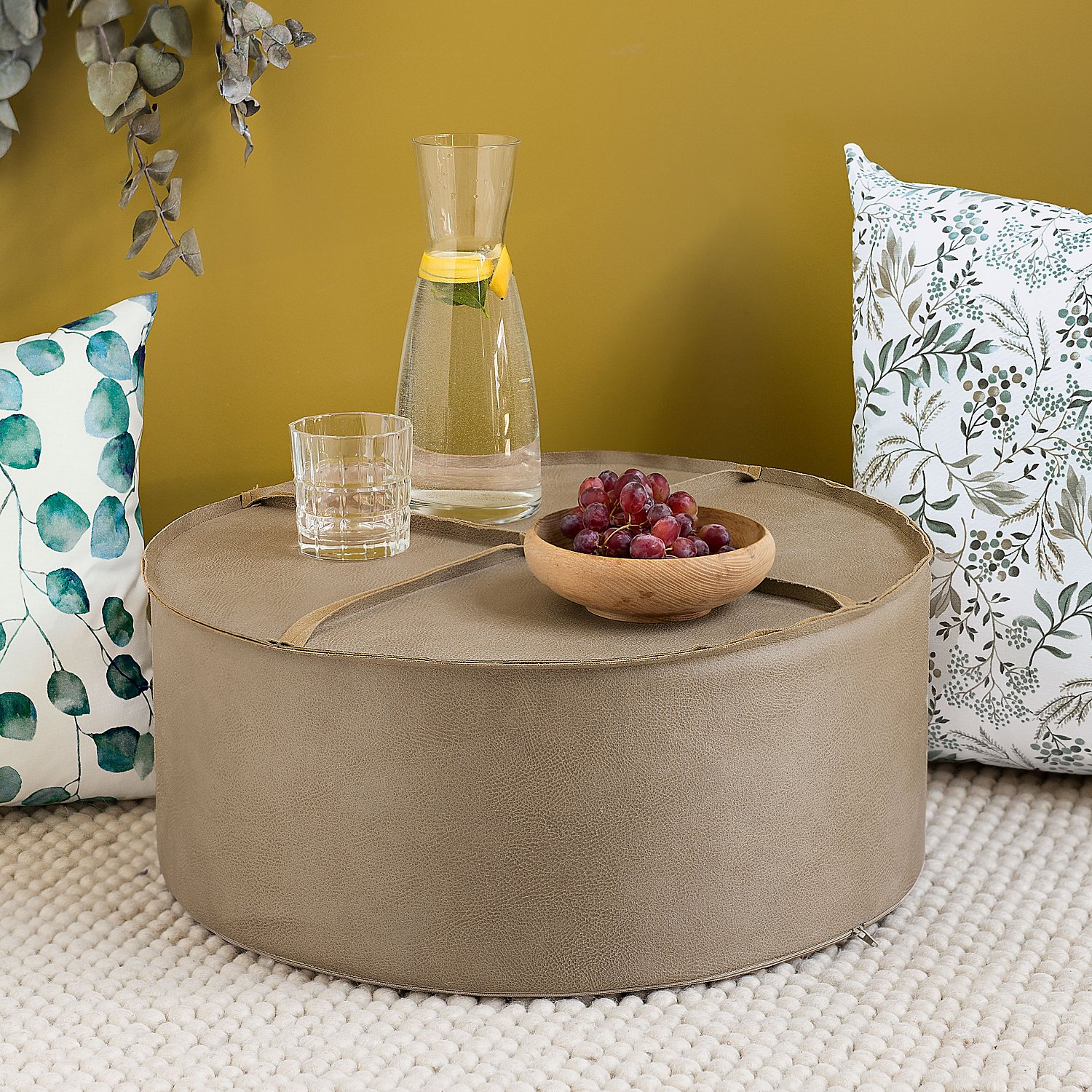 Lederimitat aus recyceltem Leder, taupe
