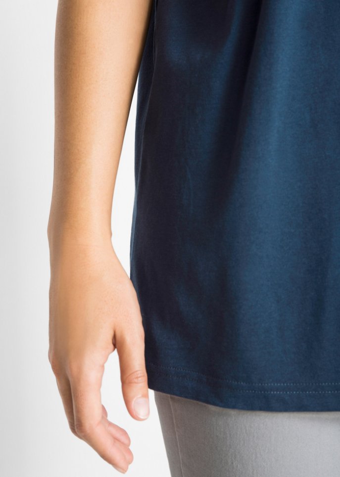 Weites Long-Shirt mit V-Ausschnitt, Kurzarm (5er Pack)