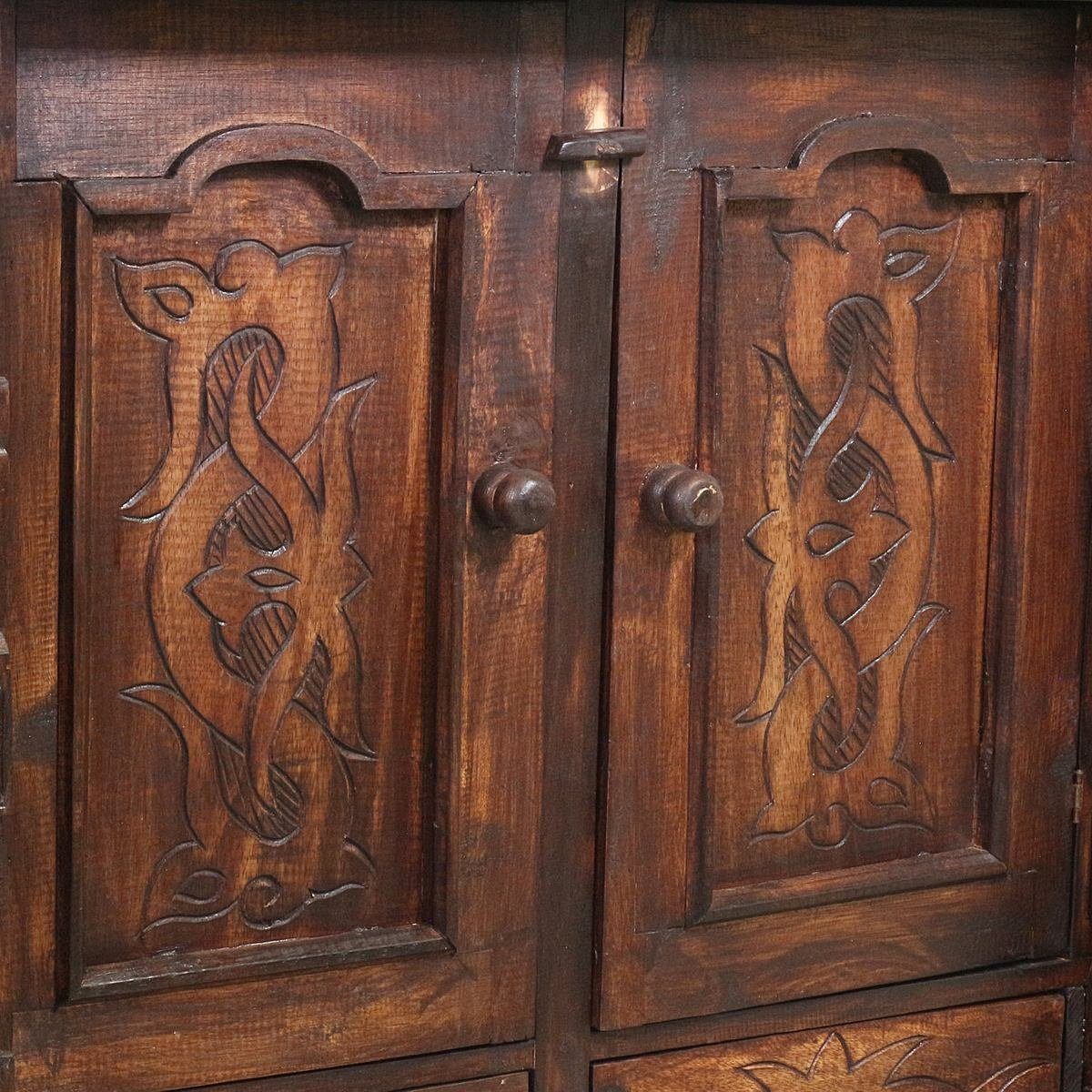 Oriental Galerie Mehrzweckschrank Schrank 80 x 80 cm Braun Tribal Handarbeit