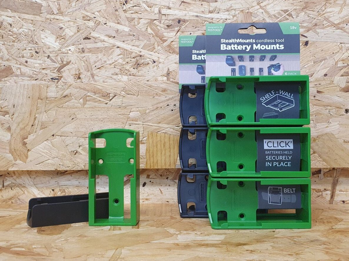 Supports de batterie StealthMounts BM-FT18-GRN-6 verts pour Festool 18v (6 pièces)