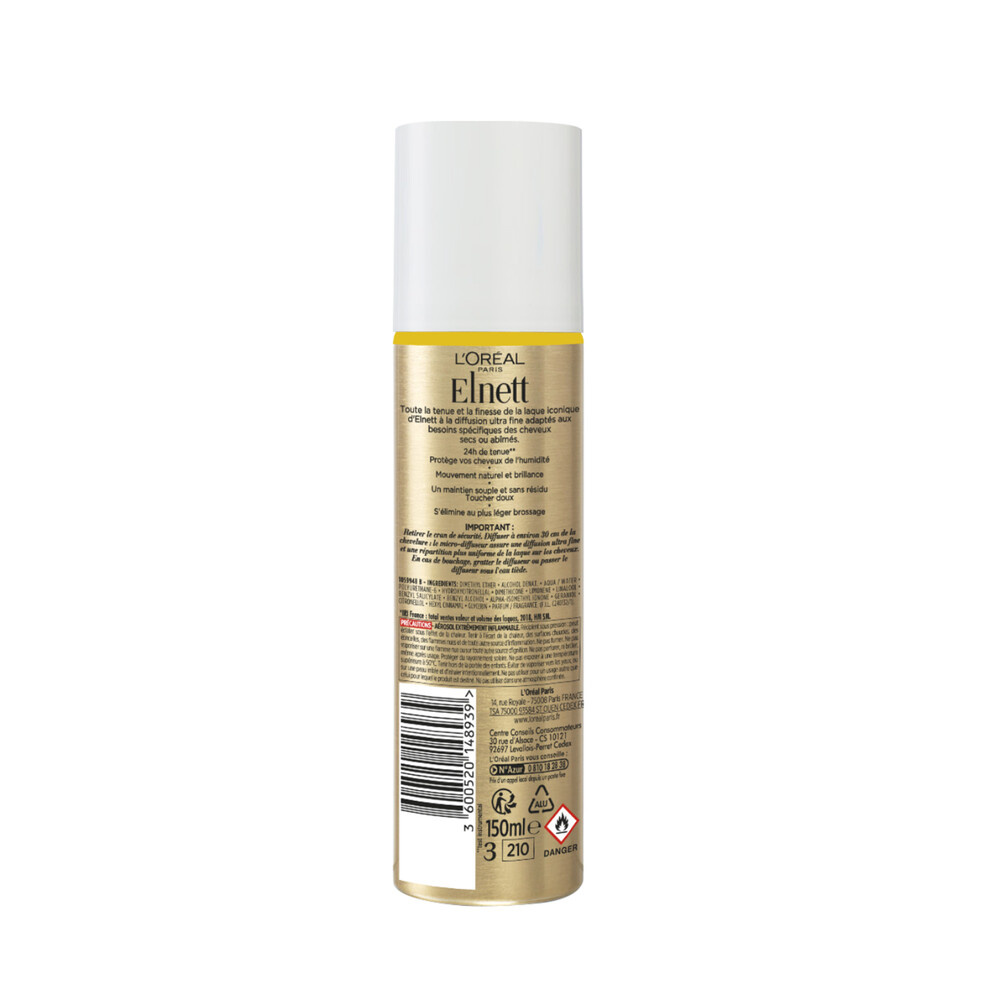 L'Oréal Paris L'Oréal Paris Elnett Laque Fixation Forte Nutrition Cheveux Secs 150ml Laque Nutri protection Cheveux Secs