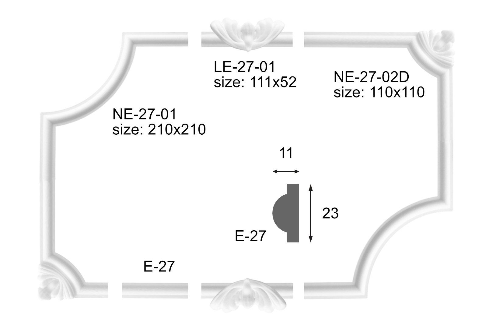 marbet design Zierleiste E-27, Wand- und Deckenumrandung aus Styropor (EPS) - 2 Meter Flachleiste, leicht & formfestes, weißes Zierprofil - Wandleiste