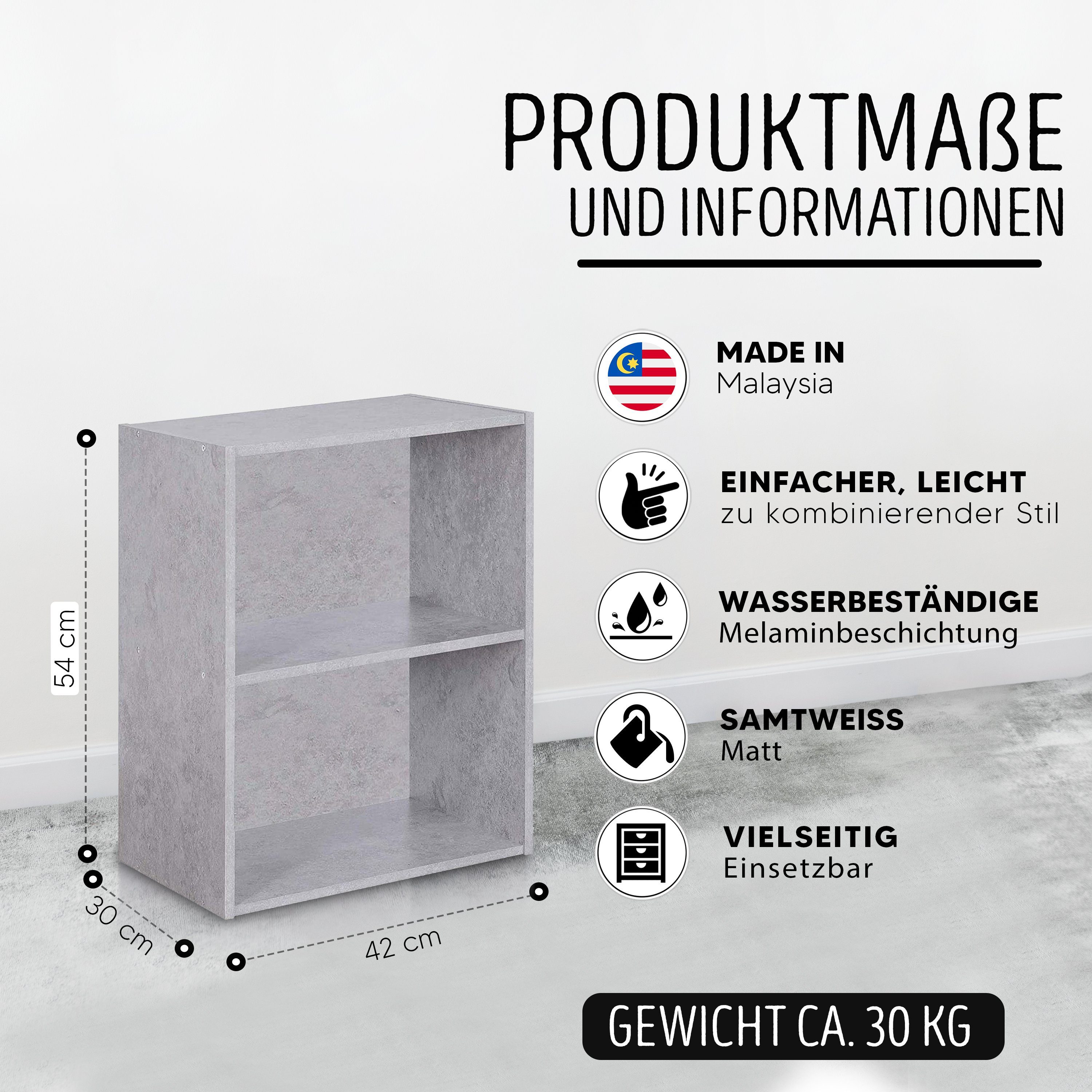 habeig Bücherregal Tube Bücherregal Standregal 2 Fächer Belastung Regalboden Standregal
