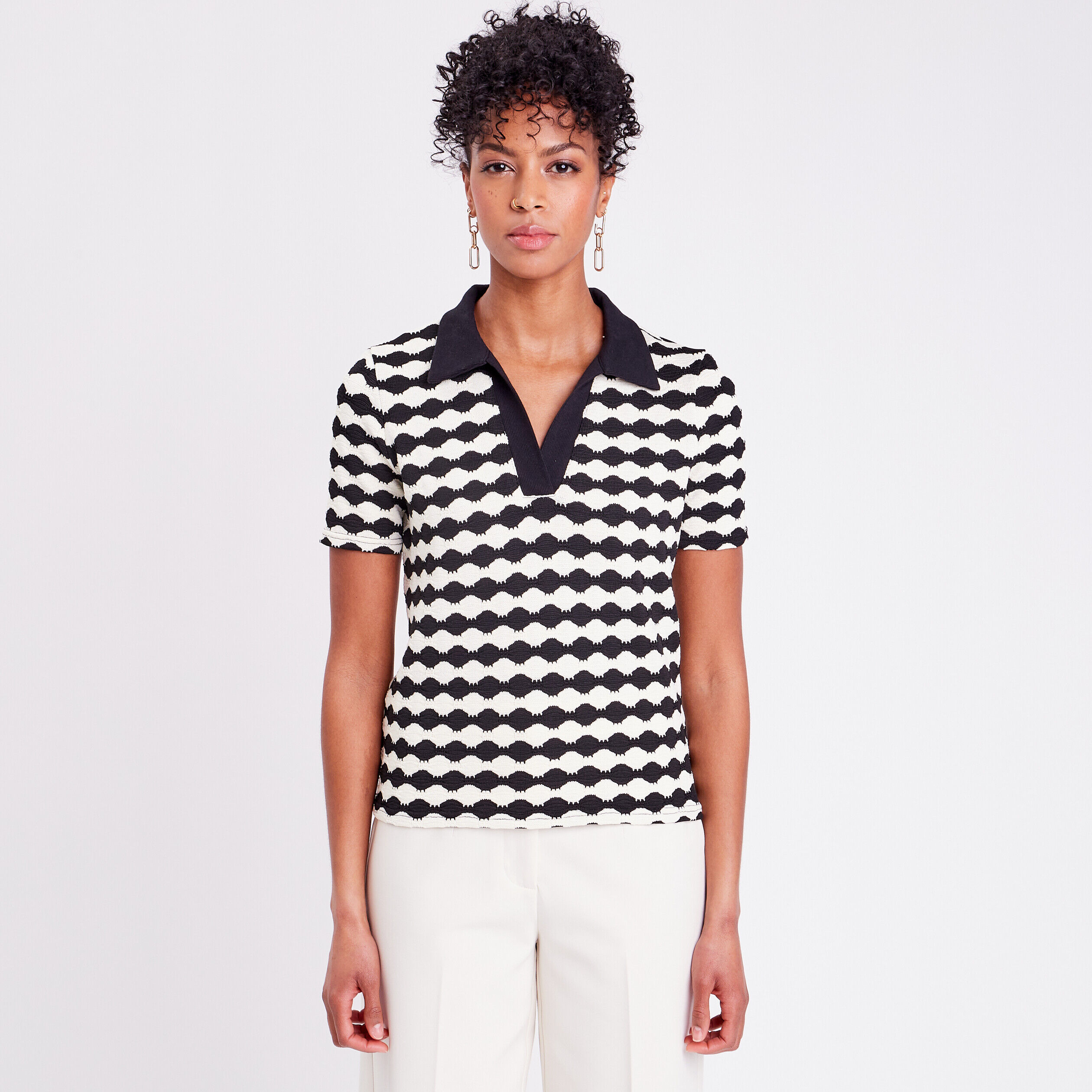 Polo manches courtes noir femme | Cache Cache