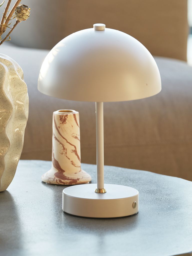 KENT KENT battery-powered lamp Ø16xH25cm light gray with touch button and timer