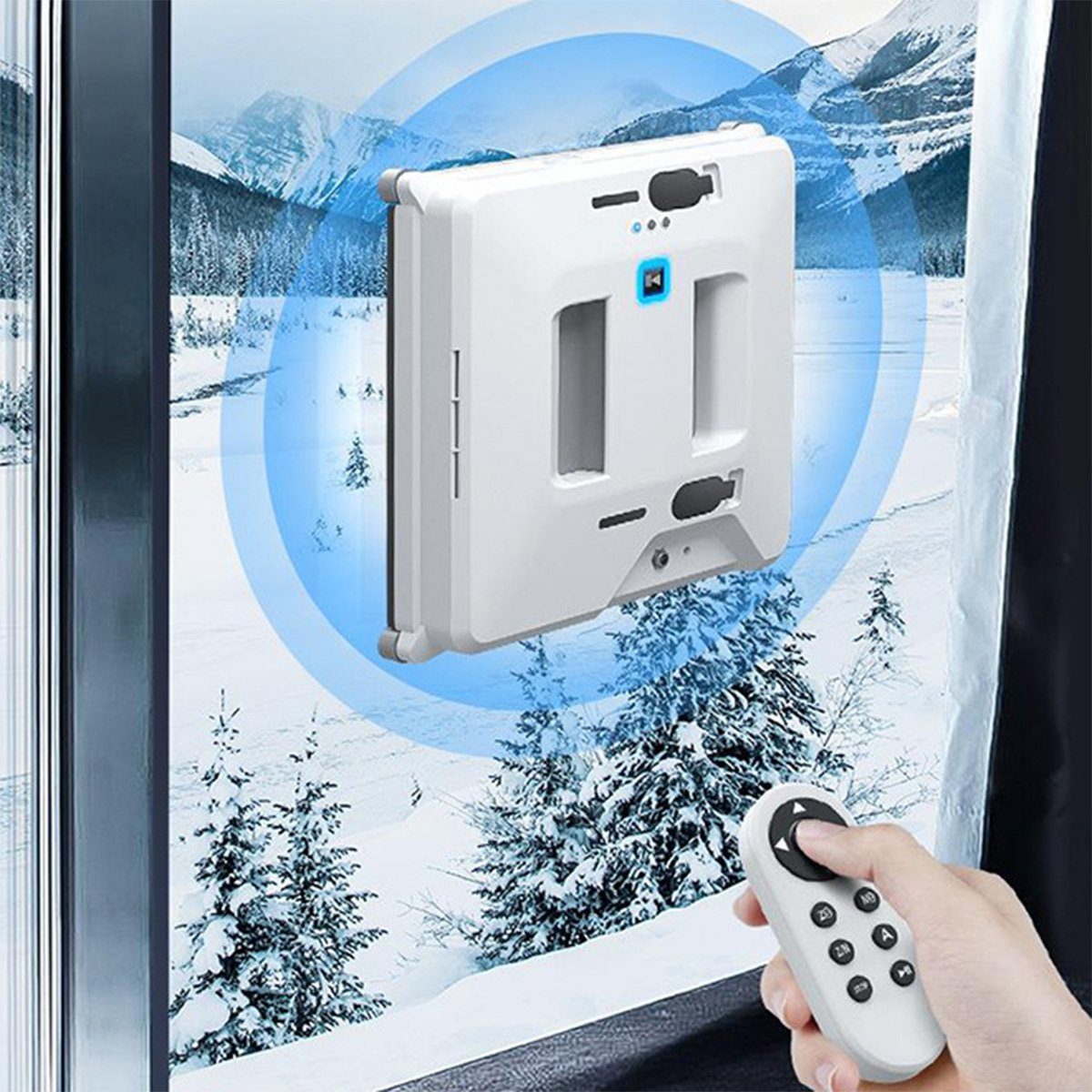 Hikeren Fensterputzroboter Fenstersauger,3000Pa,Automatischer Fensterputzer,Doppelter Wassertank, Mehrfachschutz, Sicherheitsseil, USV-Stromausfallschutz